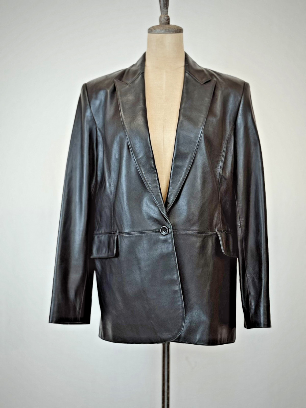 Valerie Separates Black Leather Blazer Jacket Womens LARGE #1-0160